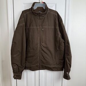 Kuhl Burr Jacket Mens XXL Brown Canvas Full Zip Rugged Outdoor Workwear Coat